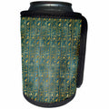3dRose Anne Marie Baugh - Patterns - Royal Blue and Faux Gold Egyptian Symbols Pattern - Can Cooler Bottle Wrap (cc_283130)