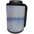 3dRose Anne Marie Baugh - Designs - Bright Blue and Faux Gold Fancy Egyptian Design In Rows - Can Cooler Bottle Wrap (cc_283136)