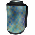3dRose Anne Marie Baugh - Patterns - Fancy Faux Gold Outlined Scallops On A Blue and Green Background - Can Cooler Bottle Wrap (cc_283143)
