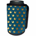 3dRose Anne Marie Baugh - Patterns - Cute Faux Gold Whale Pattern On Blue - Can Cooler Bottle Wrap (cc_283150)