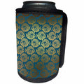 3dRose Anne Marie Baugh - Patterns - Old World Faux Gold Fish On A Blue Background - Can Cooler Bottle Wrap (cc_283151)