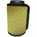 3dRose Anne Marie Baugh - Patterns - Chic Faux Gold Art Deco Fans On A Green Background - Can Cooler Bottle Wrap (cc_283163)