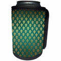 3dRose Anne Marie Baugh - Patterns - Chic Faux Gold Fleur De Lis On A Gradient Green Background - Can Cooler Bottle Wrap (cc_283168)