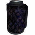 3dRose Anne Marie Baugh - Patterns - Pretty Black and Blue Grunge Diamond Damask Pattern - Can Cooler Bottle Wrap (cc_283181)
