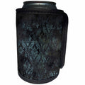 3dRose Anne Marie Baugh - Patterns - Chic Aqua On Black Grunge Faded Damask Pattern - Can Cooler Bottle Wrap (cc_283183)