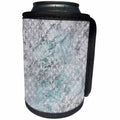 3dRose Anne Marie Baugh - Patterns - Black and White Art Deco Fans On Blue and White Marble - Can Cooler Bottle Wrap (cc_283229)