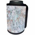 3dRose Anne Marie Baugh - Patterns - White Triple Squares On Aqua and Copper Marble Effect - Can Cooler Bottle Wrap (cc_283231)