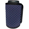 3dRose Anne Marie Baugh - Patterns - Chic Faux Gold Nautical Anchors On Blue Pattern - Can Cooler Bottle Wrap (cc_283243)