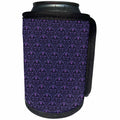 3dRose Anne Marie Baugh - Patterns - Elegant Purple and Black Diamond Pink Rose Damask - Can Cooler Bottle Wrap (cc_283257)