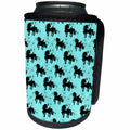 3dRose Anne Marie Baugh - Patterns - Cute Black Unicorns On A Starry Aqua Background - Can Cooler Bottle Wrap (cc_283261)