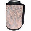 3dRose Anne Marie Baugh - Patterns - Pretty Faux Silver Art Deco Floral on Pink Pattern - Can Cooler Bottle Wrap (cc_283278)