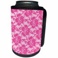 3dRose Anne Marie Baugh - Textures - Faux Printed Pink Rose Lace Effect - Can Cooler Bottle Wrap (cc_283289)