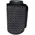 3dRose Anne Marie Baugh - Patterns - Chic Faux Silver Quatrefoil Pattern On A Black Background - Can Cooler Bottle Wrap (cc_283290)