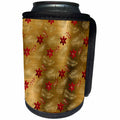 3dRose Anne Marie Baugh - Patterns - Pretty Red and Faux Gold Flowers and Leaves Pattern - Can Cooler Bottle Wrap (cc_283294)