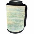 3dRose Anne Marie Baugh - Patterns - Chic Faded Yellow Damask On Printed Faux Green Wood Pattern - Can Cooler Bottle Wrap (cc_283305)