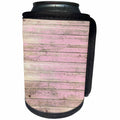 3dRose Anne Marie Baugh - Textures - Pink Distressed Printed Faux Wood - Can Cooler Bottle Wrap (cc_283313)