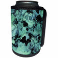 3dRose Anne Marie Baugh - Abstract - Aqua and Black Faux Printed Glitter Watercolor Splash - Can Cooler Bottle Wrap (cc_283316)