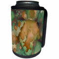3dRose Anne Marie Baugh - Abstract - Tan, Green, and Copper Faux Printed Glitter Watercolor Splash - Can Cooler Bottle Wrap (cc_283317)
