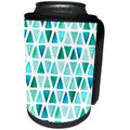 3dRose Anne Marie Baugh - Patterns - Contemporary Hand Painted Aqua and Green Hand Painted Triangles - Can Cooler Bottle Wrap (cc_283434)