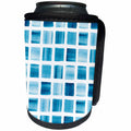 3dRose Anne Marie Baugh - Patterns - Modern Hand Painted Watercolor Blue Squares Pattern - Can Cooler Bottle Wrap (cc_283435)