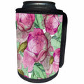 3dRose Anne Marie Baugh - Patterns - Chic Pink and Green Watercolor Large Floral Pattern - Can Cooler Bottle Wrap (cc_283441)