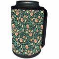 3dRose Anne Marie Baugh - Patterns - Pretty Watercolor Peach Rose and Leaves Pattern On Blue - Can Cooler Bottle Wrap (cc_283448)