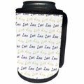 3dRose Anne Marie Baugh - Patterns - Cute Faux Gold and Black Love Word Pattern On White - Can Cooler Bottle Wrap (cc_283453)