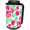 3dRose Anne Marie Baugh - Patterns - Pretty Pink and Red Watercolor Flowers Pattern - Can Cooler Bottle Wrap (cc_283464)