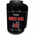 3dRose Doreen Erhardt Nurses Collection - National Nurses Week Chalkboard Theme with Heart Rate and Red Rose - Can Cooler Bottle Wrap (cc_283472)