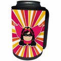 3dRose Doreen Erhardt Kids Collection - Superhero Girl in Bold Comic Style of Pink Orange and Yellow - Can Cooler Bottle Wrap (cc_283475)