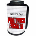 3dRose Doreen Erhardt Occupation Collection - Worlds Best Photonics Engineer Red and Black on Grid Paper Word Art - Can Cooler Bottle Wrap (cc_283486)