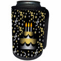 3dRose Doreen Erhardt Birthday Collection - Gold and Silver Faux Glitter Birthday Cake with Confetti on Black - Can Cooler Bottle Wrap (cc_283491)