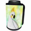 3dRose Doreen Erhardt Birds - Cockatoo Parrot for Bird Lover with Green and Blue Watercolor - Can Cooler Bottle Wrap (cc_283495)