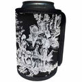 3dRose Florene Black and White - French Toille - Can Cooler Bottle Wrap (cc_28350)