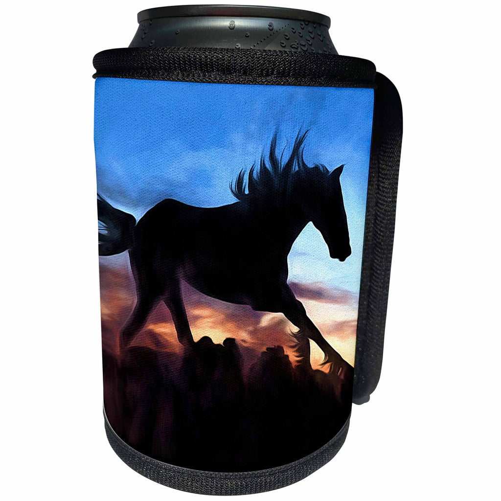 3dRose Doreen Erhardt Horses - Painted Pony is a Horse Running at Twilight in a Dreamy Effect - Can Cooler Bottle Wrap (cc_283503)