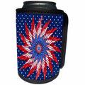 3dRose Doreen Erhardt Patriotic - Red White and Blue Firework Burst Patriotic Fourth of July Theme - Can Cooler Bottle Wrap (cc_283506)