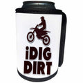3dRose Doreen Erhardt Sports and Hobbies - I Dig Dirt Sporty Faux Leather Look Dirt Bike Motorcycle Theme - Can Cooler Bottle Wrap (cc_283510)
