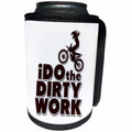 3dRose Doreen Erhardt Sports and Hobbies - I Do the Dirty Work Funny Motocross Theme in Faux Leather Look - Can Cooler Bottle Wrap (cc_283511)