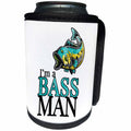 3dRose Doreen Erhardt Sports and Hobbies - Im a Bass Man Funny Fisherman Theme Turquoise and Yellow Watercolor - Can Cooler Bottle Wrap (cc_283516)