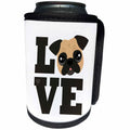 3dRose Janna Salak Designs Dogs - LOVE Pug - Can Cooler Bottle Wrap (cc_283552)