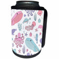 3dRose Janna Salak Designs Under the Sea - Cute Paste Sea Creatures - Can Cooler Bottle Wrap (cc_283555)