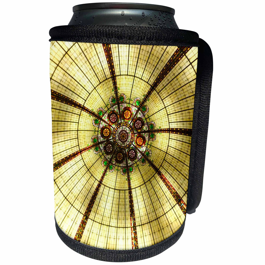 3dRose Florene Decorative - Stained Glass Ceiling - Can Cooler Bottle Wrap (cc_28356)