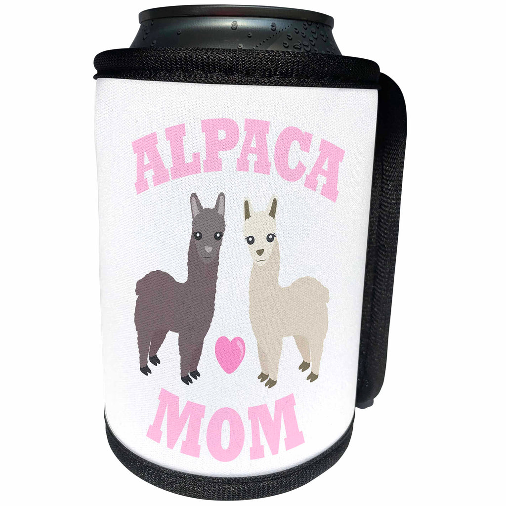 3dRose Janna Salak Designs Farm Animals - Alpaca Mom - Can Cooler Bottle Wrap (cc_283561)