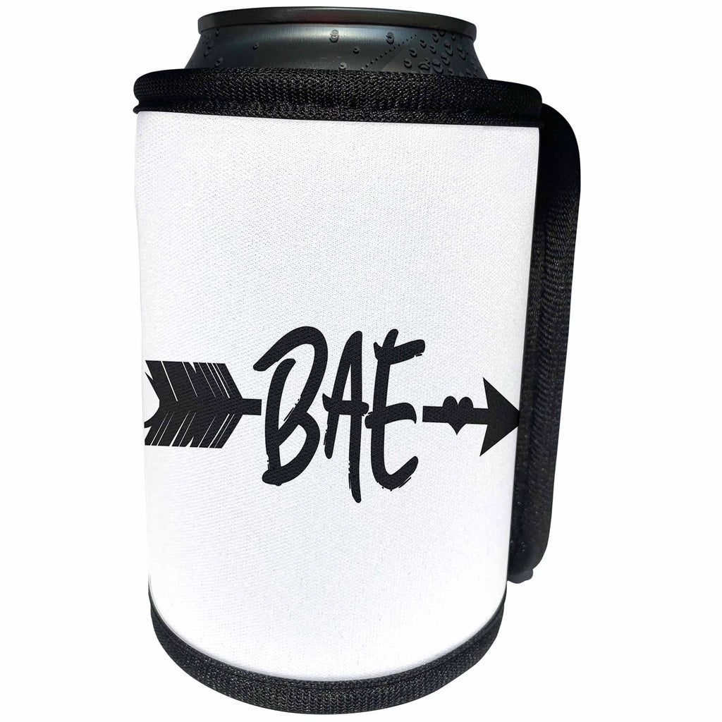 3dRose Janna Salak Designs Text Art - BAE Before Anyone Else Arrow - Can Cooler Bottle Wrap (cc_283562)