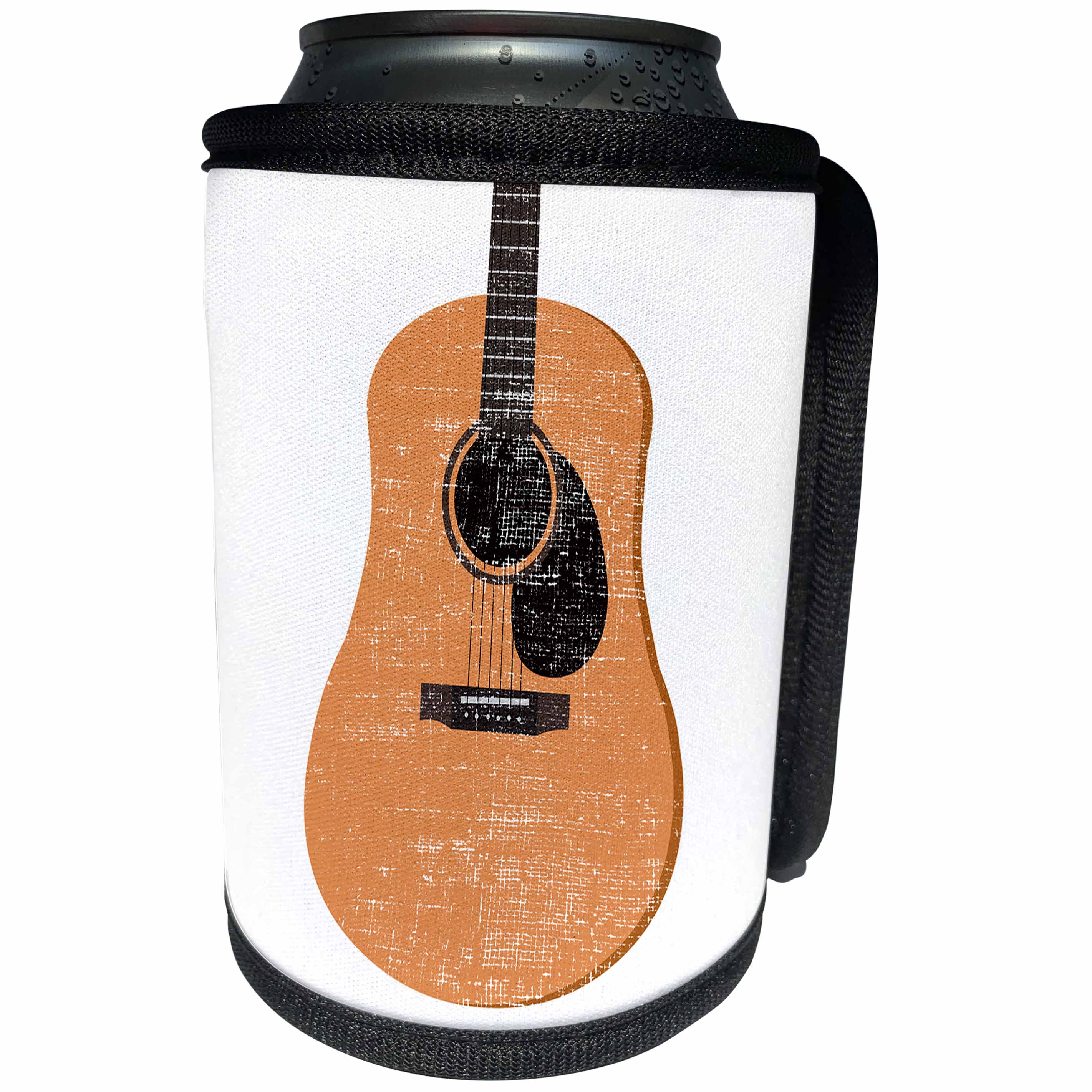 3dRose Janna Salak Designs Music - Distressed Acoustic Guitar - Can Cooler Bottle Wrap (cc_283563)