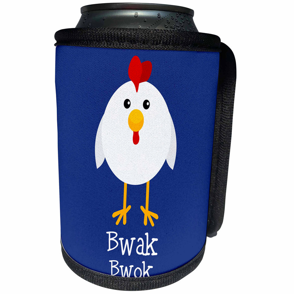 3dRose Janna Salak Designs Kids Stuff - Cute Chicken Talk Bwak Bwok Nursery Art - Can Cooler Bottle Wrap (cc_283564)