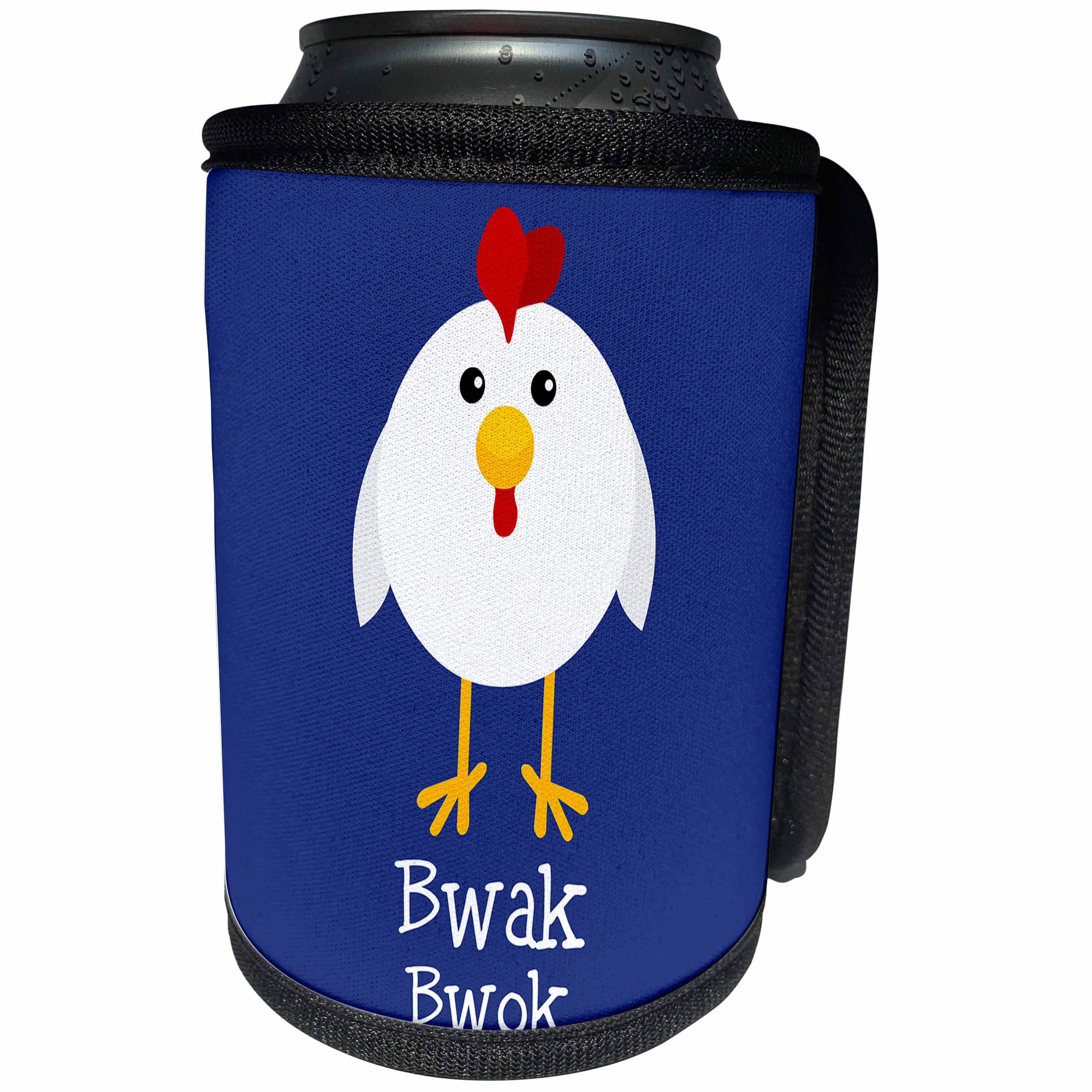 3dRose Janna Salak Designs Kids Stuff - Cute Chicken Talk Bwak Bwok Nursery Art - Can Cooler Bottle Wrap (cc_283564)