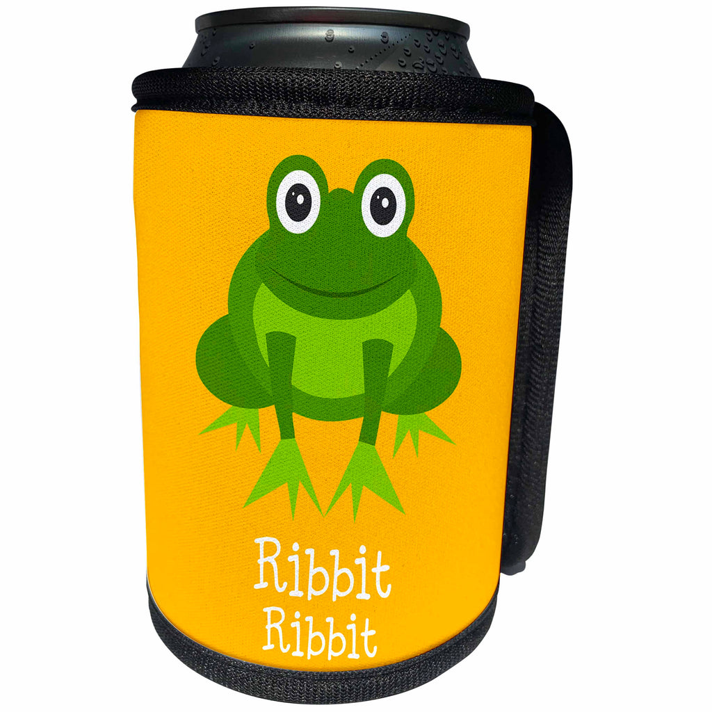 3dRose Janna Salak Designs Kids Stuff - Cute Frog Talk Ribbit Ribbit Nursery Art - Can Cooler Bottle Wrap (cc_283566)