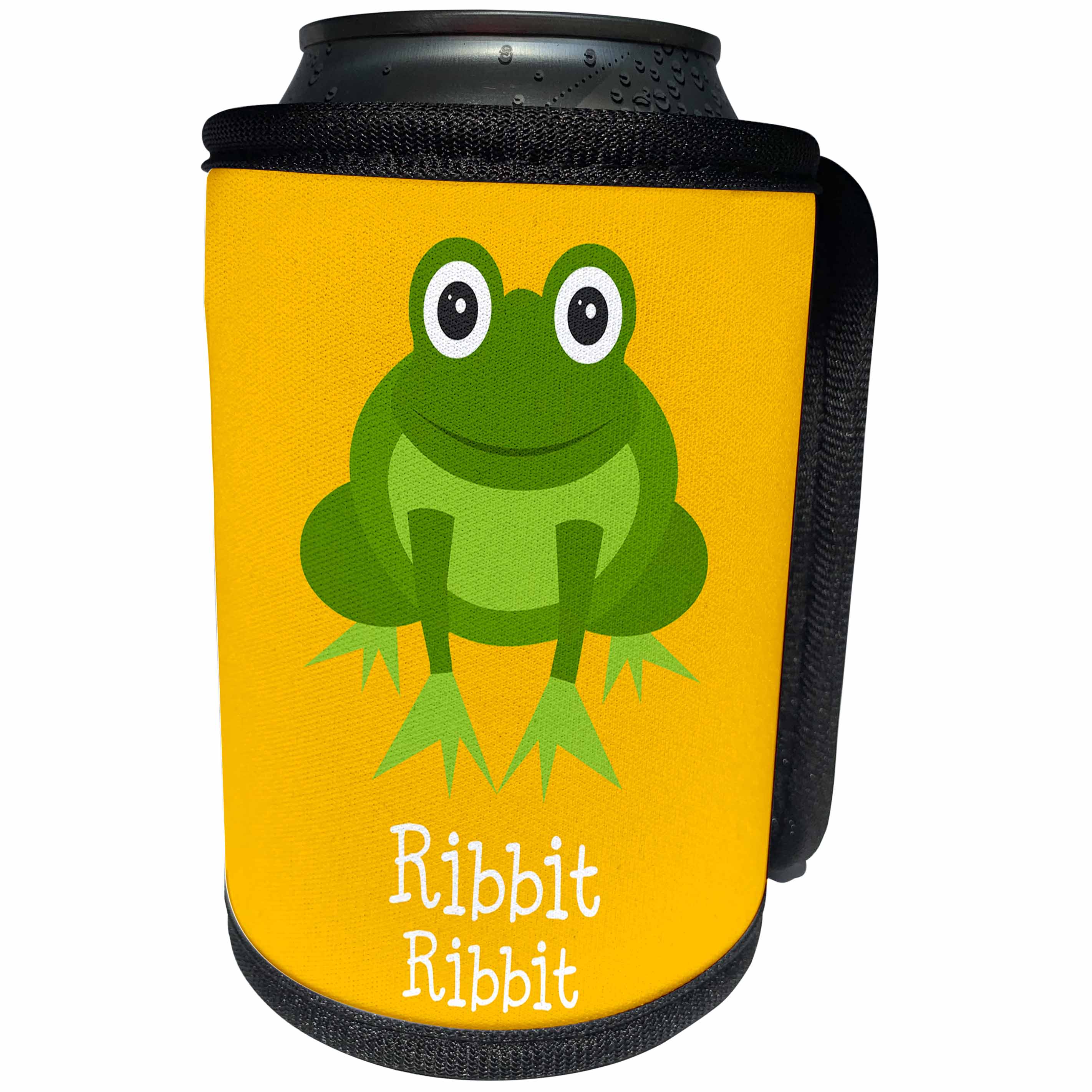 3dRose Janna Salak Designs Kids Stuff - Cute Frog Talk Ribbit Ribbit Nursery Art - Can Cooler Bottle Wrap (cc_283566)