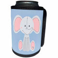 3dRose Janna Salak Designs Kids Stuff - Cute Stuffed Elephant Blue Nursery Art - Can Cooler Bottle Wrap (cc_283571)